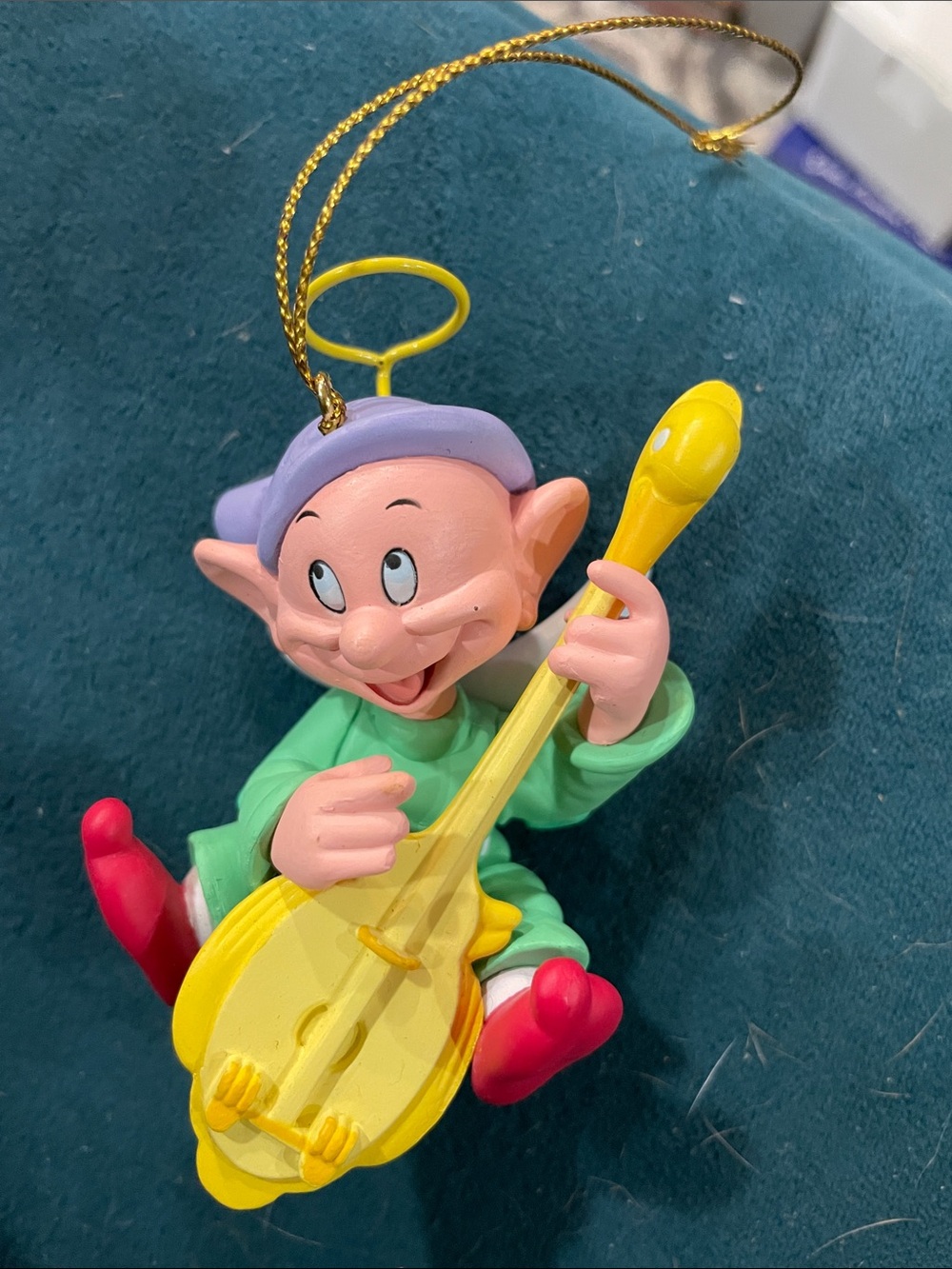 Disney Dopey Ornament with Yellow Guitar and Red Shoes